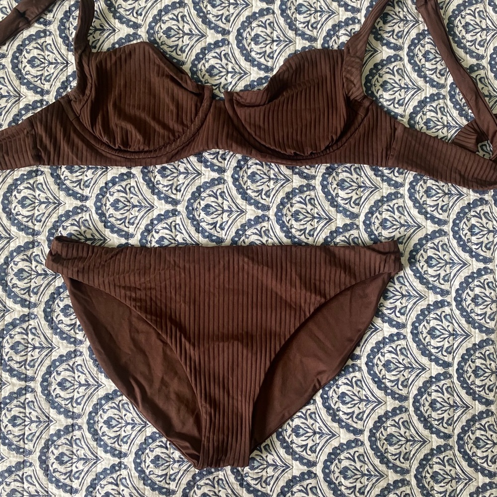 Vitamin A Choclate Eco Ribbed Bikini Set size M/8